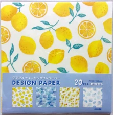 LAULEA Lemon Fruits 4 Design Origami Paper Made in Japan 20 sheets