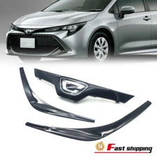 3PCS Center Grille&Gloss Black Headlight Eyelid Trim Fit 2019-22 Toyota Corolla