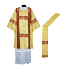 YELLOW GOLD Deacon Dalmatic Vestment & Deacon's stole, American Dalmatic, NEW