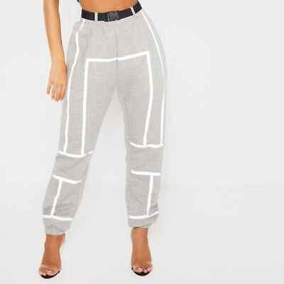 PrettyLittleThing Belted High Rise Gray Cuffed Jogger