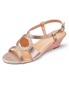 rose gold low heel sandals