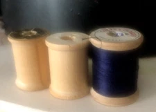 Lot of 3 Vtg Wood Wooden THREAD SPOOLS Coats & Clark STAR SEWING Empty 1-1.25"