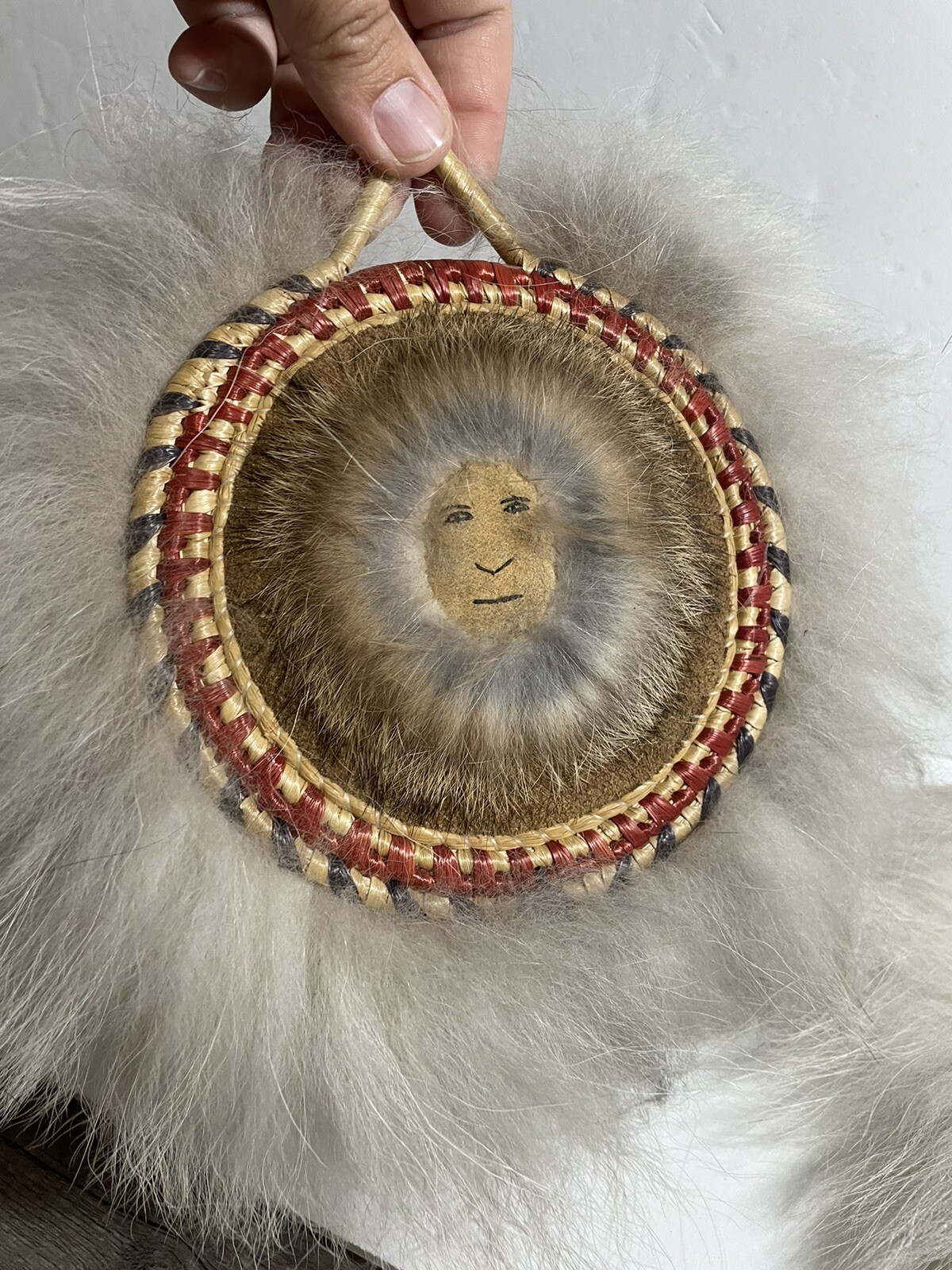 Pair Native Alaskan YUPIK Grass Fur Dance Fan - Wall Hanging