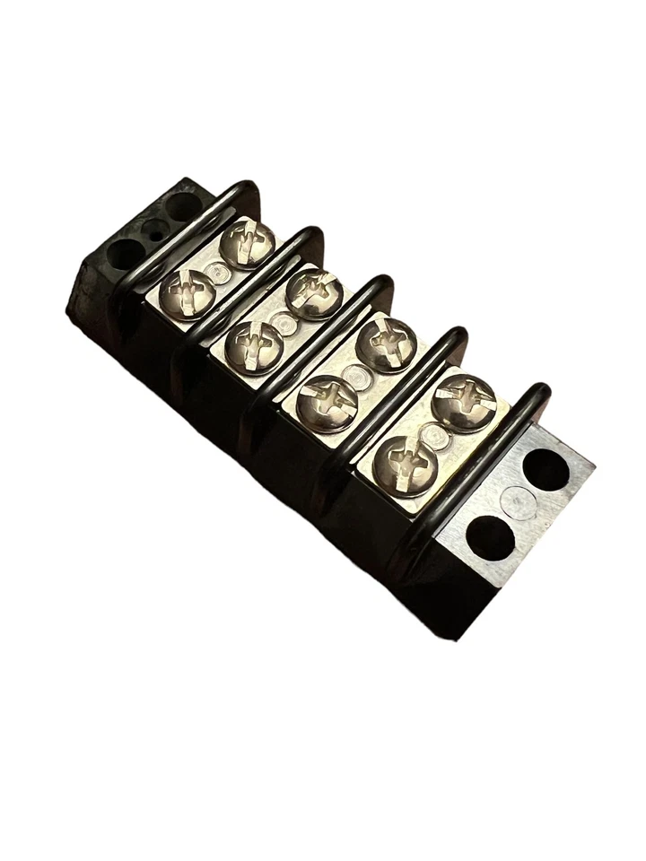 Terminal Block Connector Strip Marathon Double Row Black 4 Positions Screw NEW - Image 3 of 4