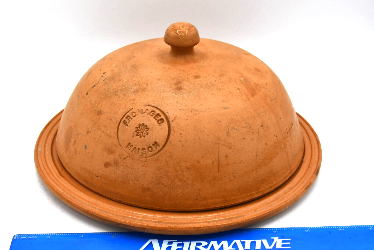 Terracotta Ceramic Dome Covered Cheese House Plate Maison Fromage