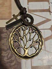 Gold Tone Tree Of Life Pendant Necklace