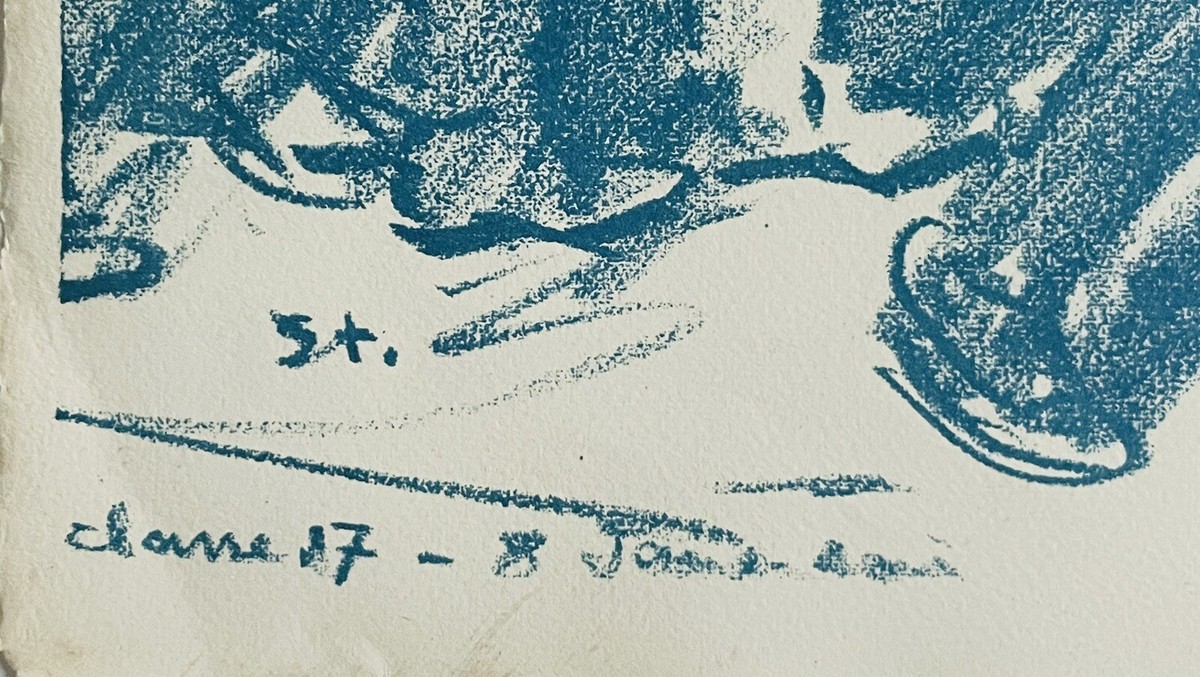 Lithographie Originale Signée Théophile Steinlein - "Ouvriers & Contremaître", 1859-1923