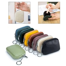 Women's Leather Zip Wallet Small Clutch Bag Large Capacity Pocket Purse Key Bag