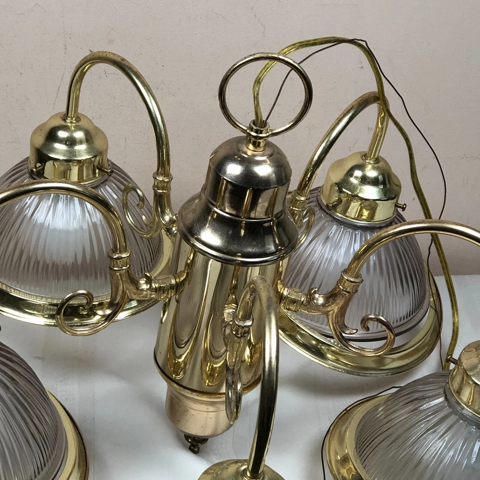 5 globos de araña campana sombreada de latón vidrio transparente claro cocina comedor 8" Foto 4 de 4