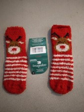 Kids size 7 - 2 Fuzzy socks Rudolf Snugadoo With Grippers on Bottom 271790