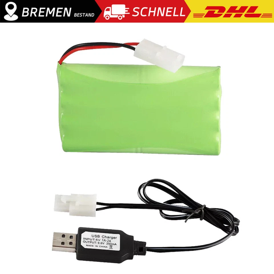 9,6V NiMH Akku 2400mAh Pack Tamiya Stecker mit USB-Ladegerät für RC Auto Drone! - Bild 4 von 4