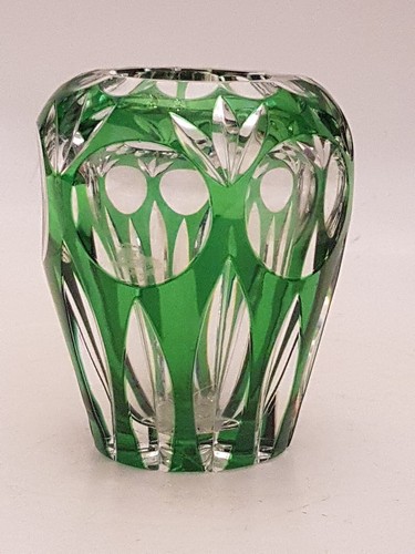 Green Glass Vase Lead Crystal Hand Cut Nachtmann Original-Etikett (A4) - Picture 5 of 6