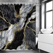 Black Shower Curtain, Marble Shower Curtain, Abstract Shower Curtain, Black