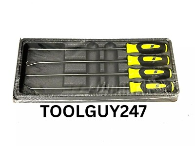 #ad SNAP ON TOOLS Long Miniature Pick Set Hi Viz Yellow Soft Grip SGLASA204C HV NEW $89.95