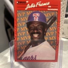 1990 DONRUSS BC-14 JULIO FRANCO MVP 2 ERRORS TEXAS RANGERS MINT BASEBALL CARD!!