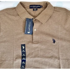 U.S. Polo Assn. Men's XL Tan Short Sleeve Polo Shirt Classic Fit Casual Golf