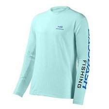 Fishing T Shirts for Men UV Sun Protection UPF Large Seafoam/Vivid Blue Logo