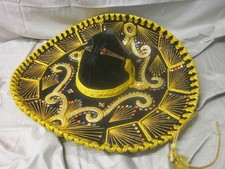 Vintage PIGALLE Mexican Sombrero Mariachi Paris 1900 Roma 1898 Black Velvet Gold