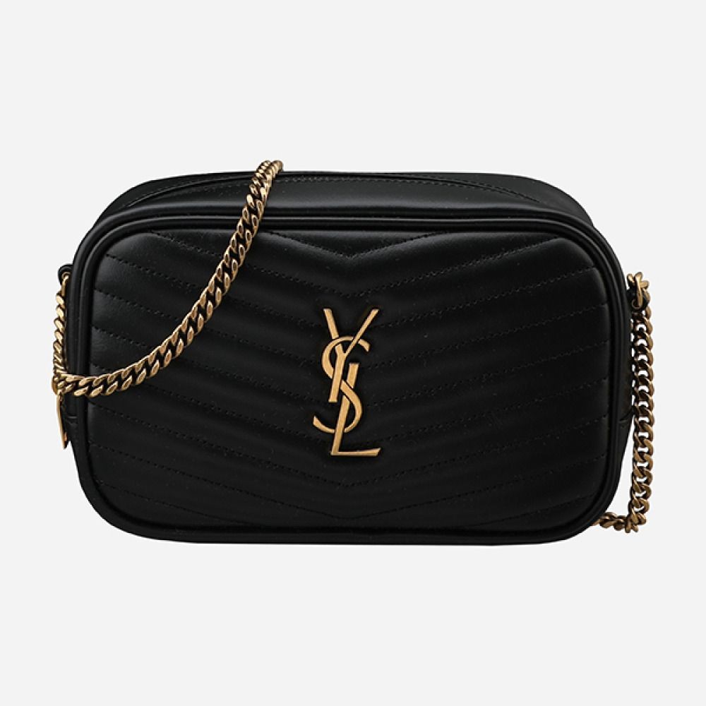 Saint Laurent 5S Lou mini borsa a tracolla trapuntata oro nero DV707 132456366