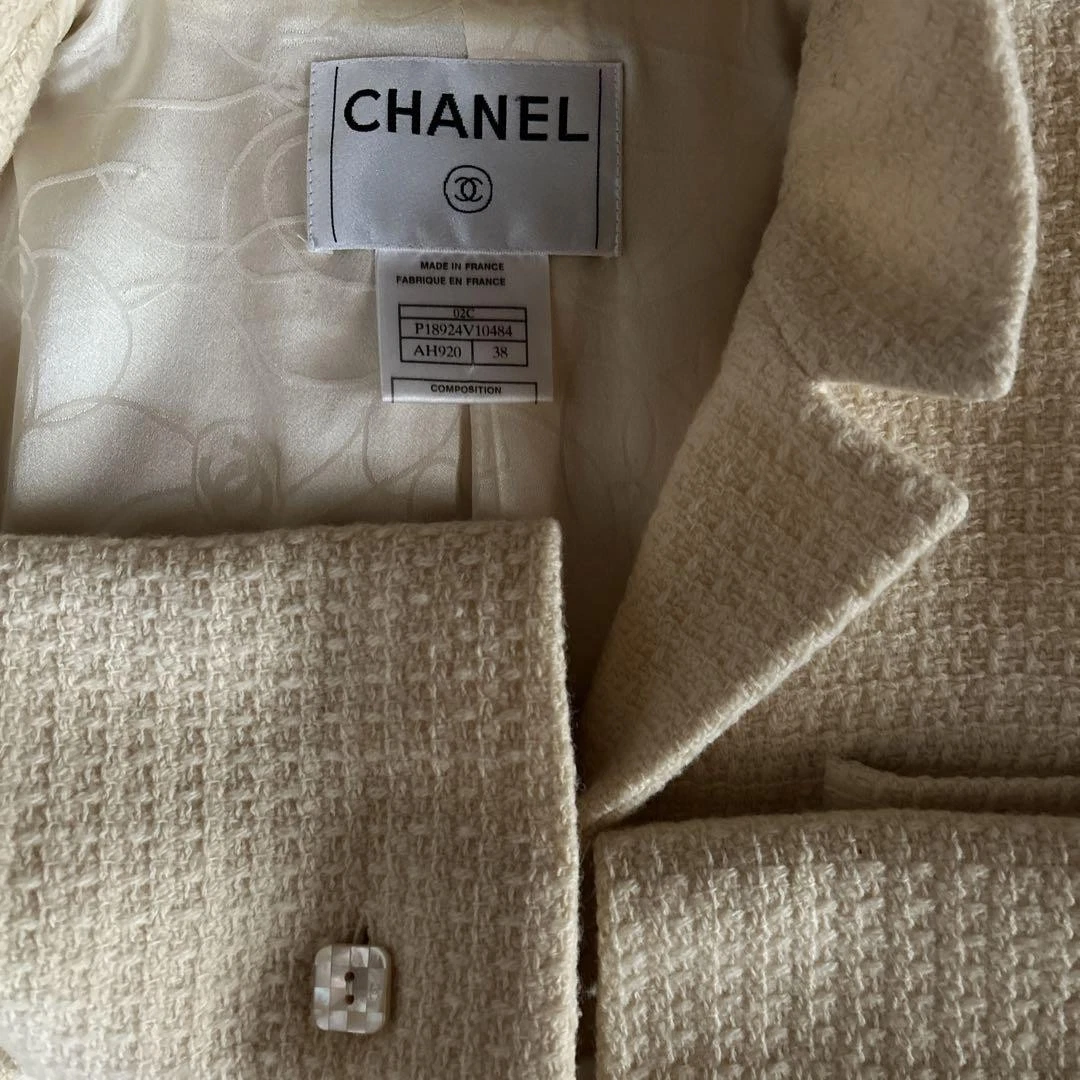CHANEL Giacca Donna Lana Misto Cashmere Tweed 38