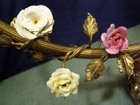 Vintage French Ormolu Boudoir Gold Lamp Porcelain Roses   — photo 5