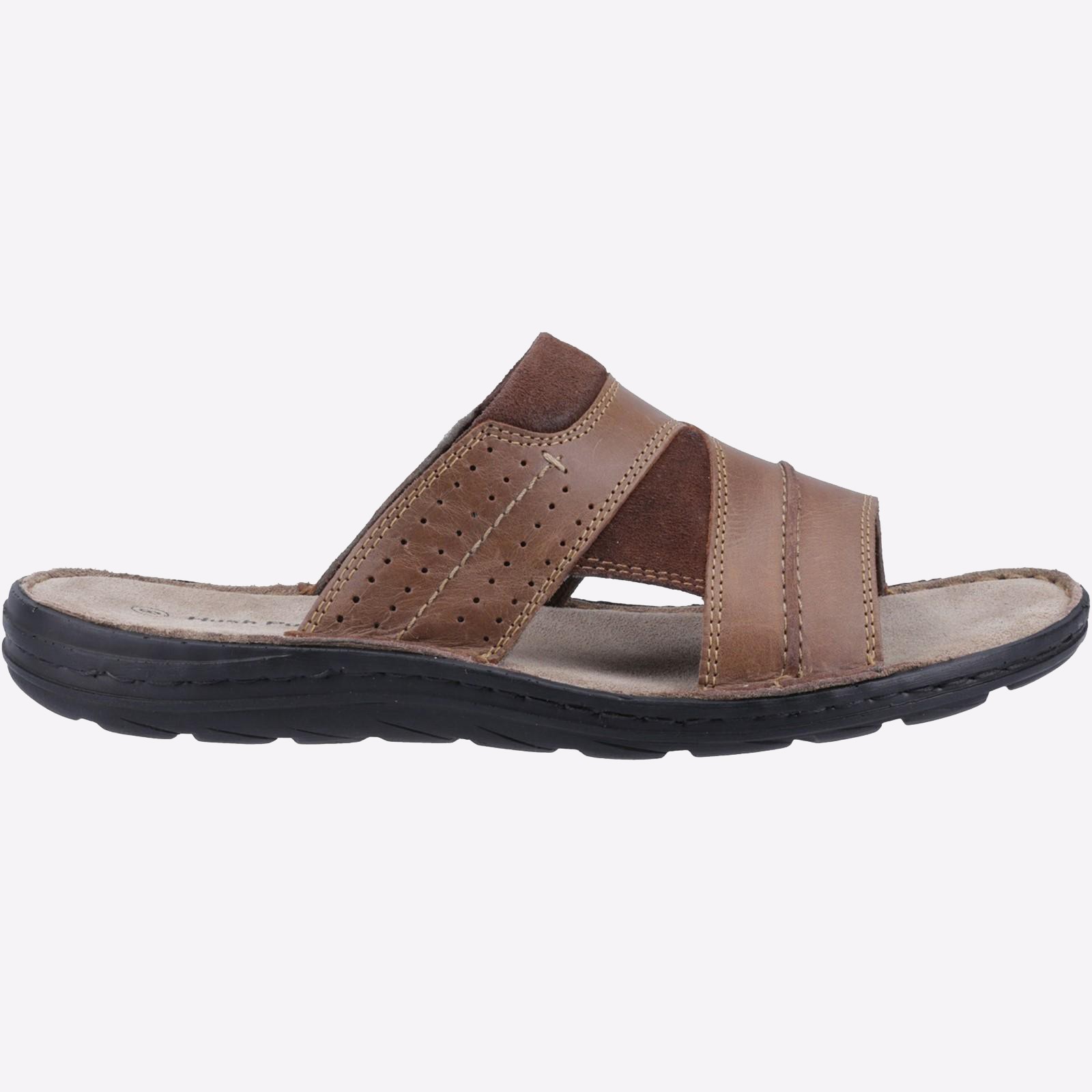 Hush Puppies Archer Mens Leather Slip-On Summer Everyday Beach Sandals Tan