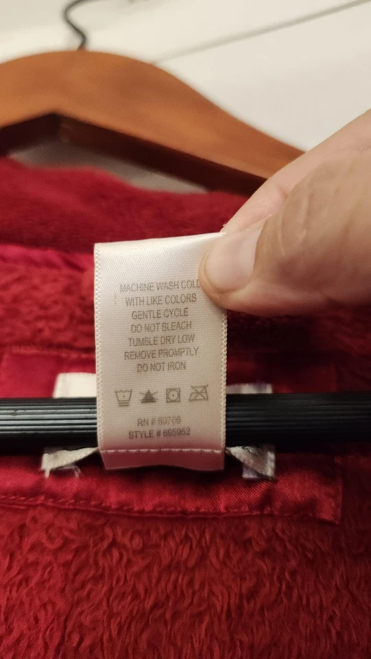 Oscar De La Renta Bata Mujer L/XL Rojo Felpa Vellón Cinturón Albornoz Borde Satinado Foto 3 de 4