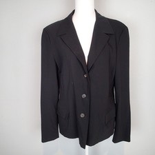 Jil Sander Wool Blend Stretch Three Button Blazer Jacket black sz 42/12
