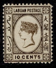 NORTH BORNEO - Labuan QV SG32, 10c sepia, M MINT. Cat &pound;45.