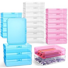 25 Pcs Plastic Crayon with Lid 4.53 x 3.35 x 1.1 Inches Small Storage Holder ...