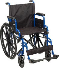 Blue Streak Wheelchair with Flip Back Desk Arms, Swing Away Footrests, Foldingde