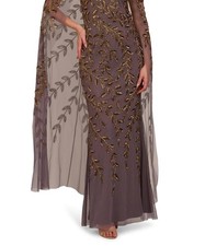 Adrianna Papell Off The Shoulder Beaded Cape Gown Moonscape