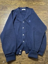 Vintage 90s Izod Cardigan Men's XL Made In USA Knit Navy Grandpacore
