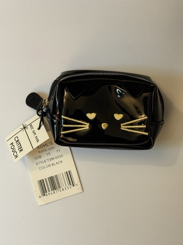 Kohl’s Critter Pouch Cat / Kitty Black Coin Purse Wristlet