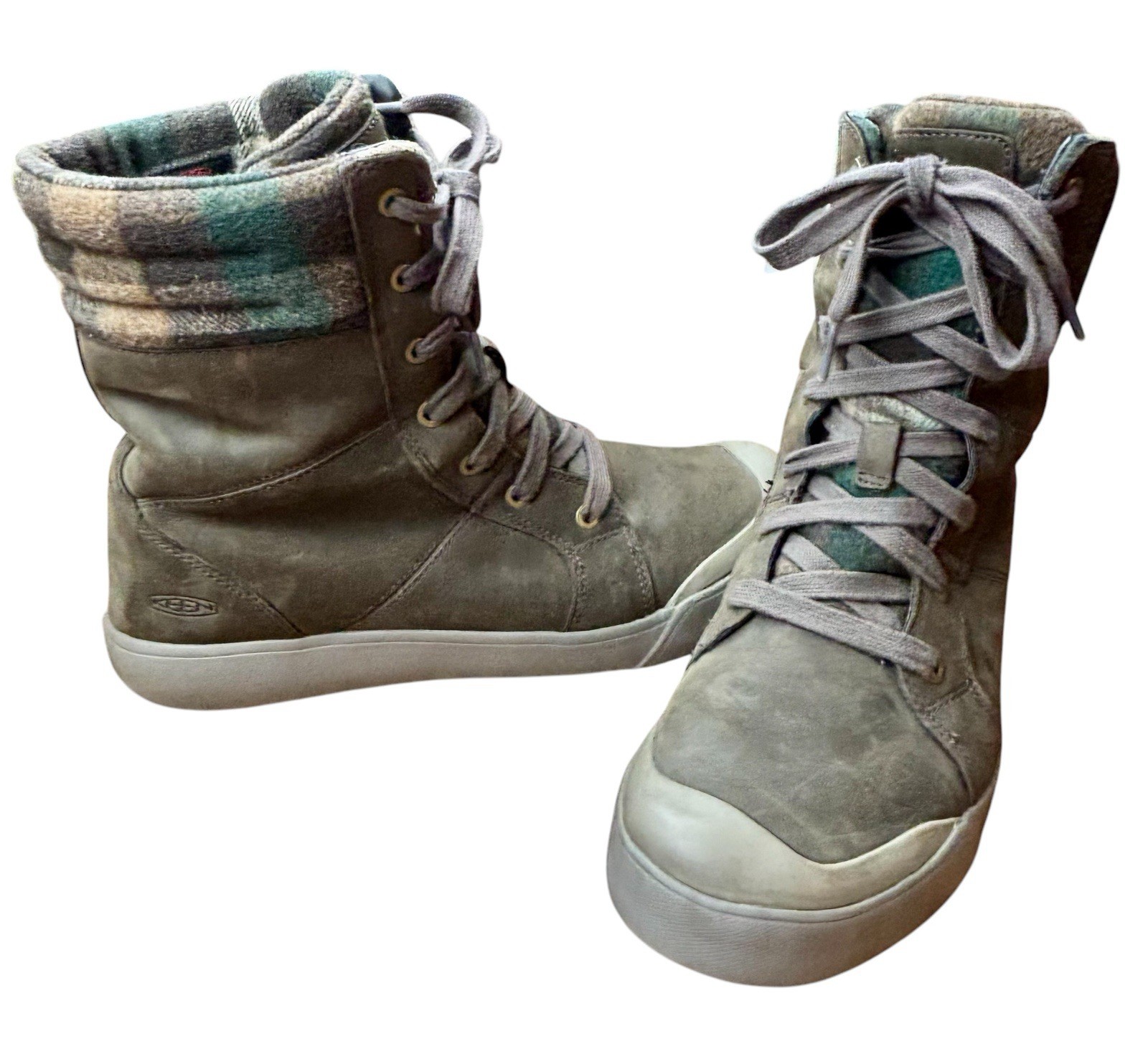 Keen Womens Elena Winter Boot Size 9.5 Green Leather Waterproof Lace Up Snow Boot