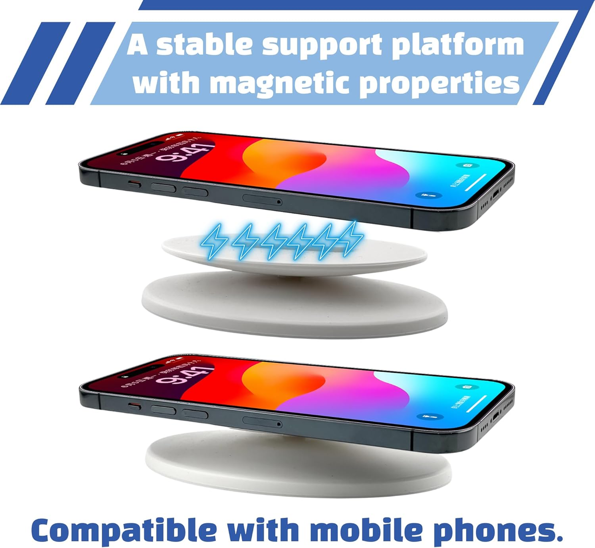 Sintron Supporto Magnetico Regolabile Per Echo Show 5 E Show 8 (1a E 2a Gen) - Rotazione 360° E Base Antiscivolo - 3