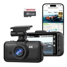 Miofive Car Camera 4K Resolution, WiFi, Bluetooth, GPS Dash Cam, 3-Inch IPS S...