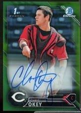 Chris Okey 2016 Bowman Chrome Draft Draft Pick Autograph Green Refractor #CDACO 