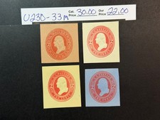 US Scott # U 230 - 233  Mint Cut Square 2026 Scott Catalogue Value $ 30.00