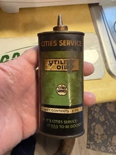 Vintage Cities Service Utility Oil 4oz Lead Top Handy Oiler Can