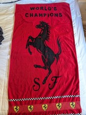 Vintage Ferrari Red Logo Horse Graphic Print Beach Towel Used Large