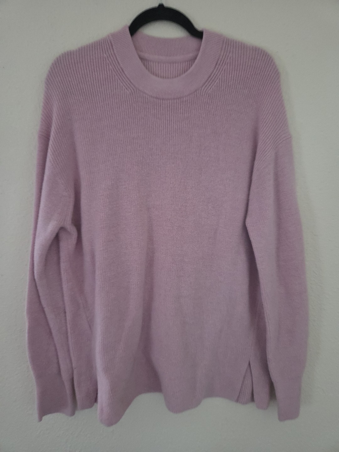 Womens Lululemon Merino Wool Blend Ribbed Crewneck Sweater Light Purple Sz 10