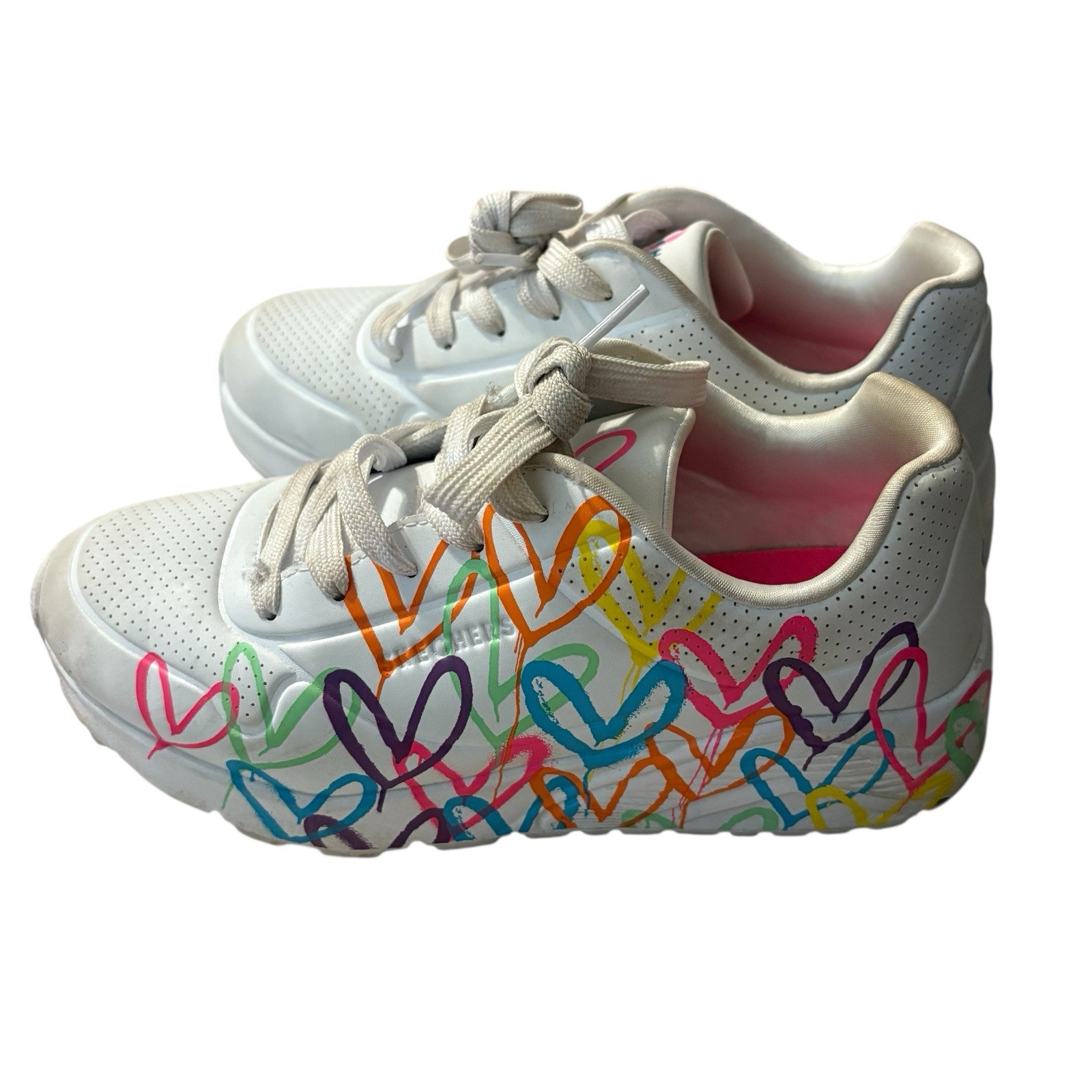 Skechers Uno Lite Heart of Hearts Kids Sneakers Size 3 with Air-Cooled Cushion