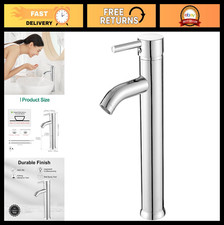 Modern Chrome Bathroom Vessel Sink Faucet - Tall Basin Mixer Tap, Single Handle