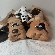 Vintage 1980  s Pound Puppies Plush-2 Dogs And A Puppy- One Dog Has Pouch