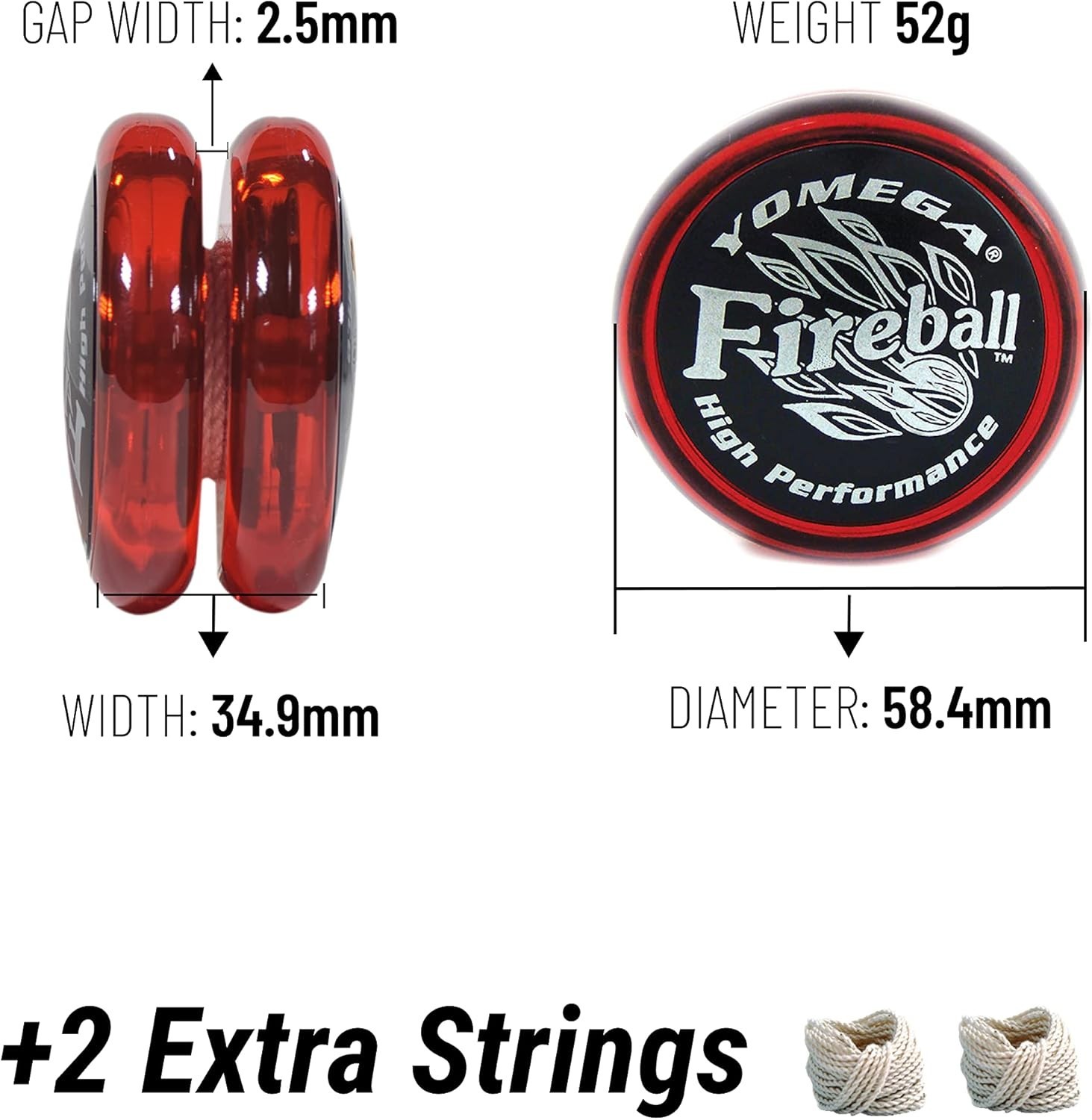 Yomega Fireball YoYo - High Performance Responsive YoYo with 2