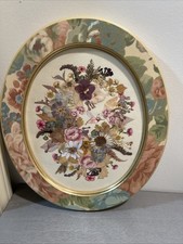 OVAL FRAME W DRIED PRESSED FLOWERS BIRD J.B.Naturals Signed JCSS Made In USA