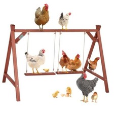Wooden Chicken Perch with 2 Swings for 6-8 Chickens - Easy 50"L x 30"W x 34"H