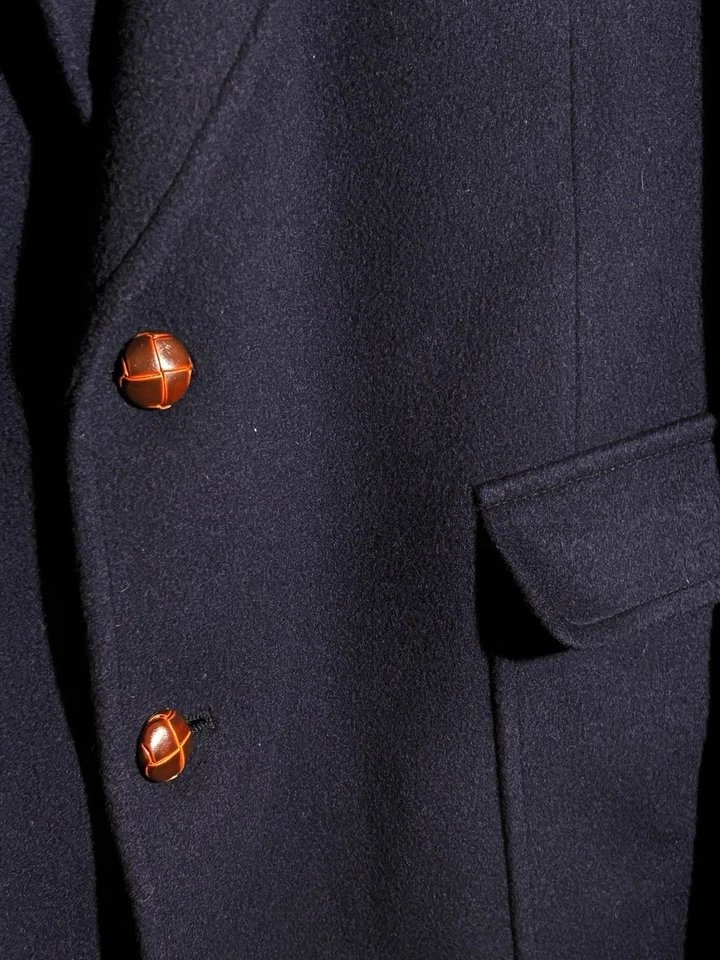Blazer Abrigo Deportivo English Manor 44R Azul Marino Lana Cepillada - Botones Cuero Foto 3 de 4