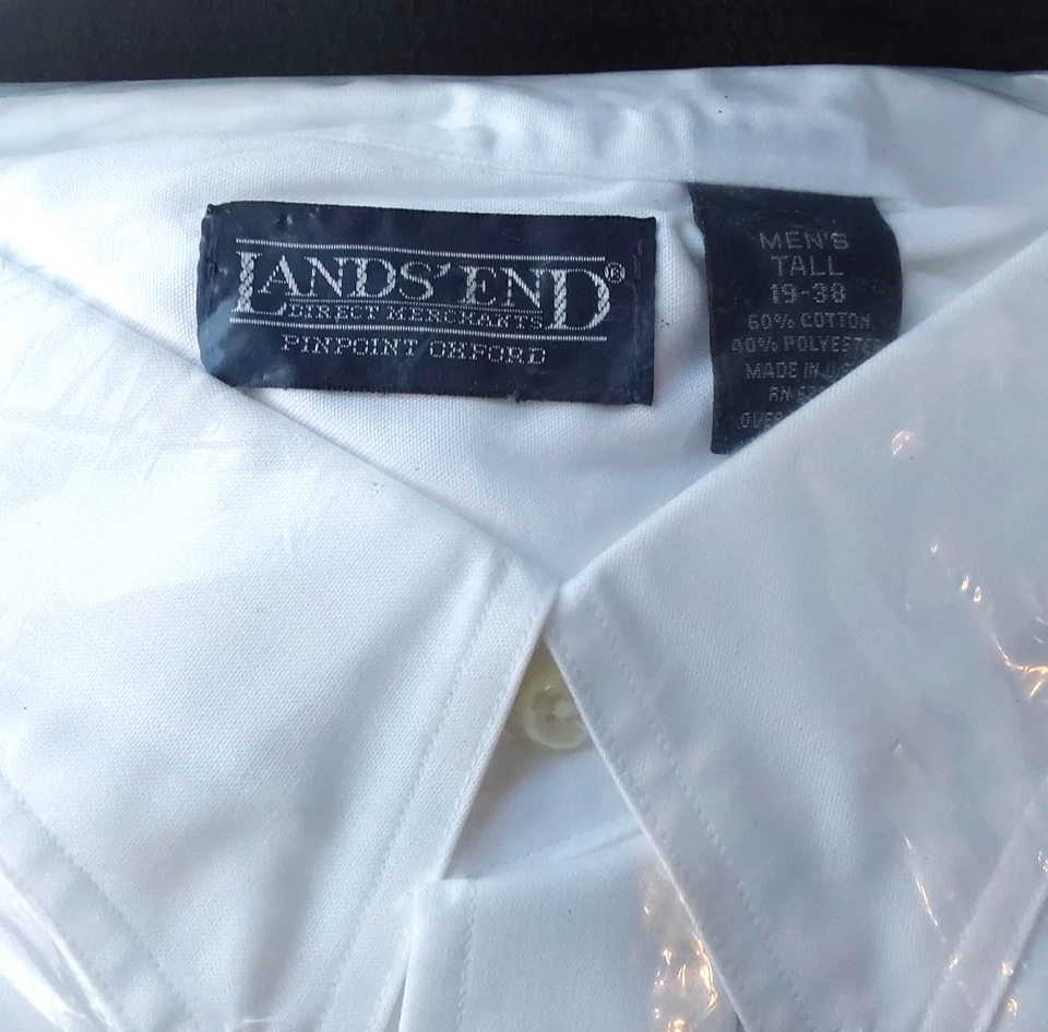 VINTAGE Lands End NOS Mens Button Down SZ.19-38 Big &Tall MADE IN USA - Image 3 of 4